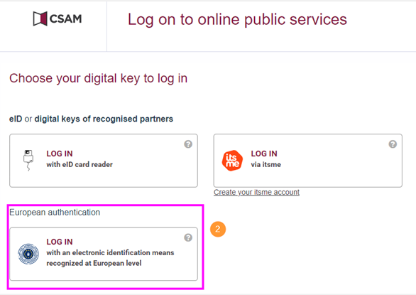 How to log in using eIDAS - step 2