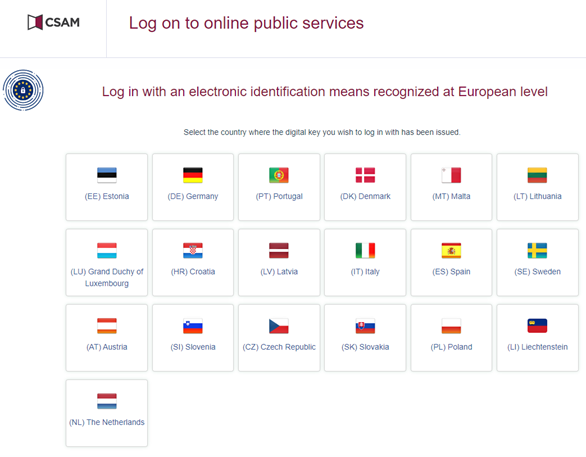 How to log in using eIDAS - step 3